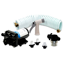 SHURFLO Blaster ii washdown kit %2D 12vdc 35gpm w and 25 ft hose nozzle strainer fittings