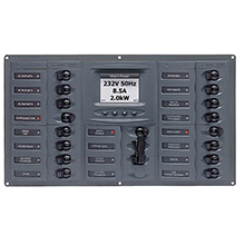 BEP MARINE Ac circuit breaker panel w/digital meters, 16sp 2dp ac230v acsm stainless steel horizontal