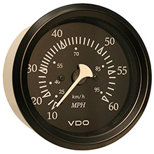 VDO Allentare black 60mph 3%2D3 and 8 inch 85mm pitot speedometer %2D black bezel
