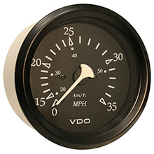 VDO Allentare black 35mph 3%2D3 and 8 inch 85mm pitot speedometer %2D black bezel