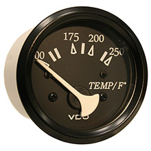 VDO Allentare black 250deg f water temperature gauge %2D use w and marine 450%2D29 ohm sender %2D 12v %2D black bezel