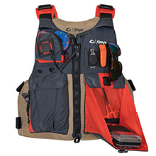 ONYX Kayak Fishing Vest %2D Adult Oversized %2D Tan and Grey