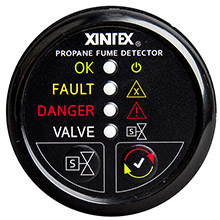 FIREBOY%2DXINTEX Propane fume detector w and plastic sensor solenoid valve %2D black bezel display