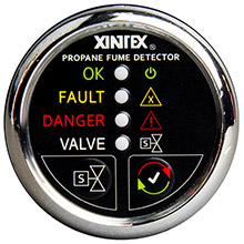 FIREBOY%2DXINTEX Propane fume detector w and automatic shut%2Doff plastic sensor %2D no solenoid valve %2D chrome bezel display