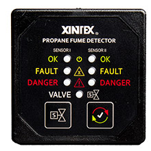 FIREBOY%2DXINTEX Propane fume detector w and 2 plastic sensors %2D no solenoid valve %2D square black bezel display