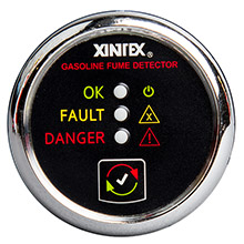 FIREBOY%2DXINTEX Gasoline fume detector alarm w and plastic sensor %2D chrome bezel display