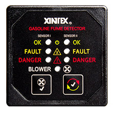 FIREBOY%2DXINTEX Gasoline fume detector blower control w and 2 plastic sensors %2D black bezel display