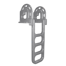 DOCK EDGE Flip%2Dup polyethylene roto molded 4%2Dstep dock ladder %2D grey