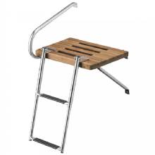 WHITECAP Teak Swim Platform w and 2%2DStep Telescoping Ladder f and Boats w and Outboard Motors