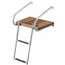 WHITECAP Teak Swim Platform w and 2%2DStep Telescoping Ladder f and Boats w and Inboard and Outboard Motors