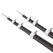 TIGRESS XD 3k Carbon Fiber Telescoping Outrigger Poles - 18 feet - Matte Black/ Silver - Pair