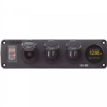 BLUE SEA 4368 Water Resistant USB Accessory Panel %2D 12V Socket 2x 21A Dual USB Chargers Mini Voltmeter