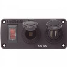 BLUE SEA 4363 Water Resistant USB Accessory Panels %2D 15A Circuit Breaker 12V Socket 21A Dual USB Charger