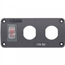 BLUE SEA 4364 Water Resistant USB Accessory Panel %2D 15A Circuit Breaker 2x Blank Apertures