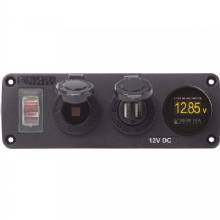 BLUE SEA 4366 Water Resistant USB Accessory Panel %2D Circuit Breaker 12V Socket Dual USB Charger Mini Voltmeter