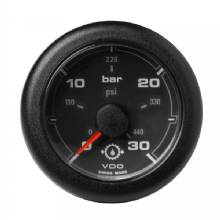 VDO 2%2D1 and 16 inch 52MM OceanLink Transmission Oil Pressure 30 Bar and 440 PSI Black Dial and Bezel