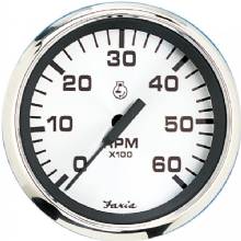 FARIA 4 inch Tachometer (6000 RPM) Gas (Inboard and I/O) - Spun Silver