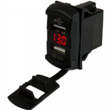 SEA DOG Dual USB Rocker Switch Style Voltmeter w/Hidden Display