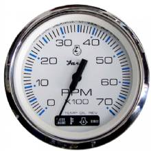 FARIA Chesapeake White SS 4 inch Tachometer w and Suzuki Monitor %2D 7 000 RPM Gas %2D Suzuki Outboard