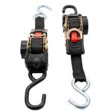 CAMCO Retractable Tie Down Straps %2D 1 inch Width 6 ft Dual Hooks