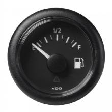 VDO 2%2D1 and 16 inch 52MM Viewline Fuel Level Gauge Empty and Full %2D 8%2D32V %2D 240%2D335 OHM %2D Black Dial and Round Bezel