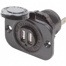 BLUE SEA Dual USB 21A Charger Port 12 and 24vDC Socket Mount Black