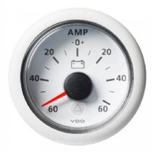 VDO 2%2D1 and 16 inch 52mm Viewline Battery Status Gauge %2D60 and plus 60 AMP %2D 8 to 32V %2D White Dial and Bezel