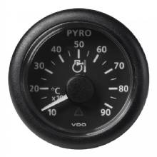 VDO Marine 2%2D1 and 16 inch 52mm Viewline Pyrometer %2D 900 deg%2DC and 1650 deg%2DF %2D 8 to 32V %2D Black Dial and Bezel
