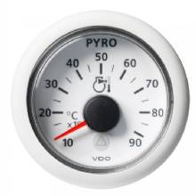 VDO 2%2D1 and 16 inch 52mm Viewline Pyrometer %2D 900 deg%2DC and 1650 deg%2DF %2D 8 to 32V %2D White Dial and Bezel