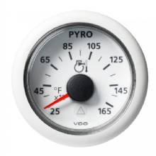 VDO 2%2D1 and 16 inch 52mm Viewline Pyrometer %2D 1650 deg%2DF and 900 deg%2DC %2D 8 to 32V %2D White Dial and Bezel
