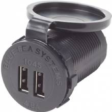 BLUE SEA Dual USB 48A Charger Port 12 and 24vDC Socket Mount