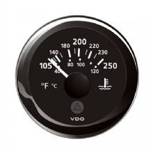 VDO Marine 2%2D1 and 16 inch 52mm ViewLine Temperature Gauge 100%2D250 deg%2DF %2D 8%2D32V %2D Black Dial and Bezel