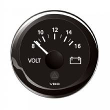 VDO 2%2D1 and 16 inch 52mm ViewLine Voltmeter %2D 8%2D16V %2D Black Dial and Bezel