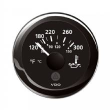 VDO Marine 2%2D1 and 16 inch 52mm ViewLine Temperature Gauge 120%2D300 deg%2DF %2D 8%2D32V %2D Black Dial and Bezel