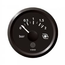 VDO 2%2D1 and 16 inch 52mm ViewLine Boost Pressure Gauge 2 Bar and 30 PSI %2D 8%2D32V %2D Black Dial and Triangular Bezel