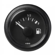 VDO Marine 2%2D1 and 16 inch 52mm ViewLine Fuel Level Gauge Empty%2DFull %2D 8%2D32V %2D 90%2D4 OHM %2D Black Dial and Round Bezel