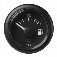 VDO 2%2D1 and 16 inch 52mm ViewLine Fuel Level Gauge Empty%2DFull %2D 8%2D32V %2D 0%2D90 OHM %2D Black Dial and Round Bezel