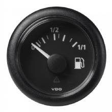 VDO Marine 2%2D1 and 16 inch 52mm ViewLine Fuel Level Gauge 0%2D1 and 1 %2D 8%2D32V %2D 3%2D180 OHM %2D Black Dial and Round Bezel