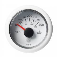VDO Marine 2%2D1 and 16 inch 52mm Viewline Temperature Gauge 120 deg%2DC and 250 deg%2DF %2D 8%2D32V %2D White Dial and Bezel