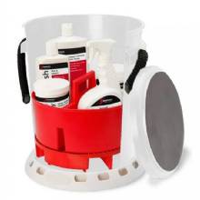 SHURHOLD 5 Gallon White Bucket Kit %2D Includes Bucket Caddy Grate Seat Buff Magic Pro Polish Brite Wash SMC and Serious Shine