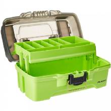 PLANO 1%2DTray Tackle Box w and Dual Top Access %2D Smoke and Bright Green