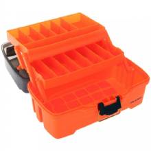 PLANO 2%2DTray Tackle Box w and Dual Top Access %2D Smoke and Bright Orange