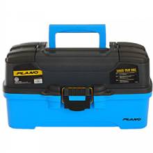 PLANO 3%2DTray Tackle Box w and Dual Top Access %2D Smoke and Bright Blue