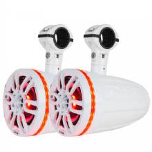 DS18 X Series HYDRO 65 inch 2%2DWay Wakeboard Pod Tower Speakers w and 1 inch Compression Driver and RGB LED Lights %2D 450W %2D White