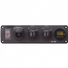 BLUE SEA Water%2DResistant 12V 15A Circuit Accesory Panel Socket 2%2DDual USB Volt Meter