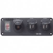 BLUE SEA Water%2DResistant 12V 15A Circuit Accesory Panel 12v Socket and Dual USB x 2