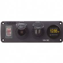 BLUE SEA Water%2DResistant 12V 15A Circuit Accesory Panel Socket Dual USB Volt Meter