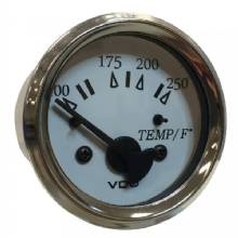 VDO Cockpit Marine 52MM 2%2D1 and 16 inch Water Temp Gauge %2D 0%2D250 deg%2DF %2D White Dial and Chrome Bezel