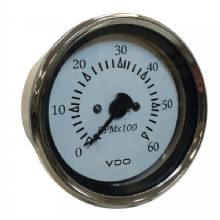 VDO Cockpit Marine 85MM 3%2D3 and 8 inch Sterndrive Tachometer %2D White Dial and Chrome Bezel
