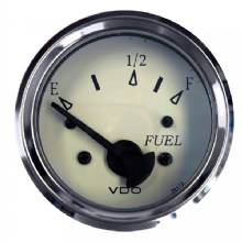 VDO Cockpit Marine 52MM 2%2D1 and 16 inch Fuel Level Gauge %2D White Dial and Chrome Bezel